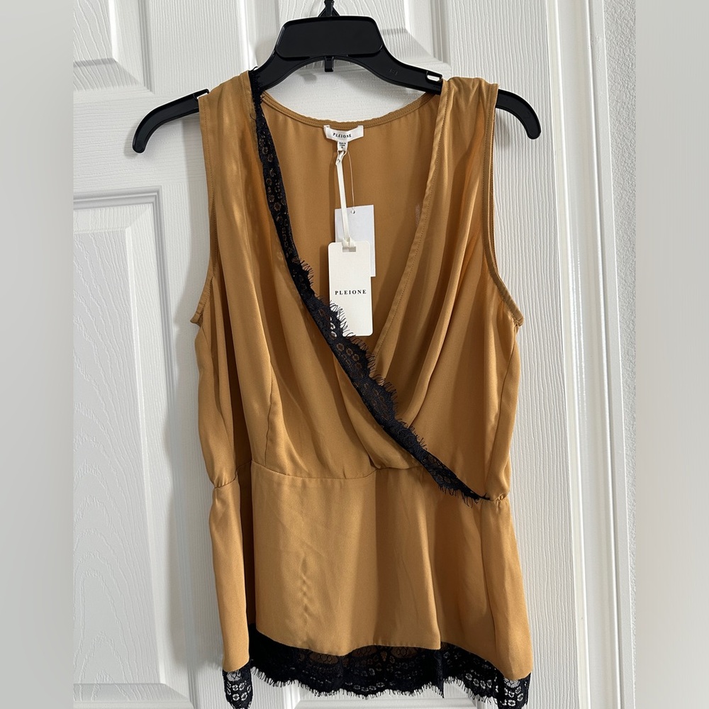 NEW Pleione Sleeveless Shirt with Lace Peplum Detail